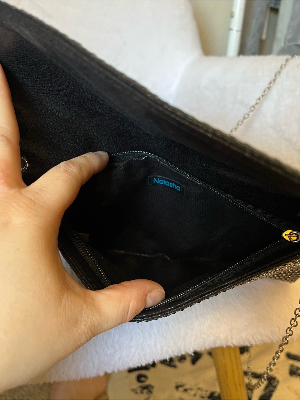 🖤✨ Black Rhinestone Evening Clutch Chain Bag - Picture 5 of 11